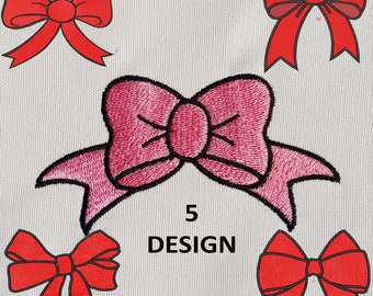 Diseño de bordado de 5 lazos, 13 tamaños, diseño de bordado de lazo mini, diseño de bordado de pajarita