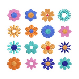 16 Individual Mini Flower Machine Embroidery Designs, 10 sizes, Mini Flowers Embroidey, Small Flower Embroidery, Floral Embroidery Design