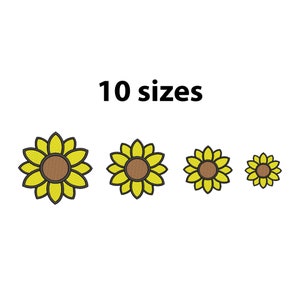Mini to Large Sunflower Embroidery Design, 10 Sizes, Sunflower Embroidery File, Mini SunFlower Embroidery Design
