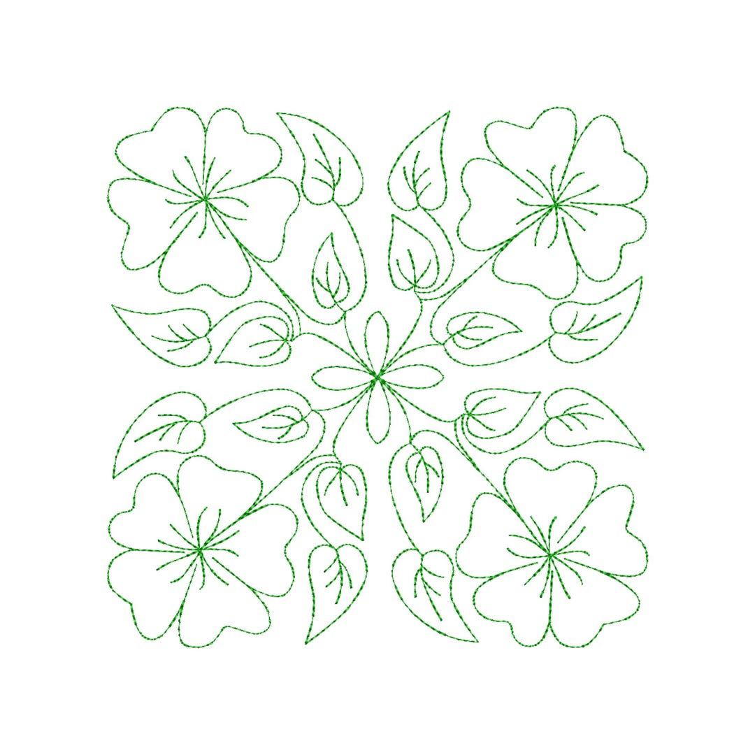 Flower Stipple Quilt Block Machine Embroidery Design File, 30 Size