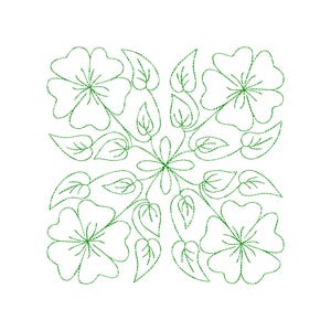 Flower Stipple Quilt Block Machine Embroidery Design File, 30 Size, Flower Embroidery Design, Flower Quilt Block Pattern, Floral Quilt Block