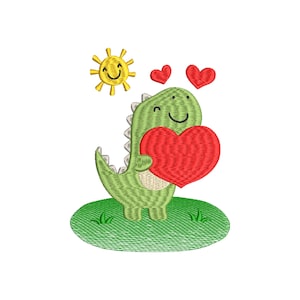 Cute Lovely Dinosaur Embroidery Design, 13 Sizes, Dinosaur with Heart Machine Embroidery Design, Baby Embroidery, Kids Embroidery, Bx File