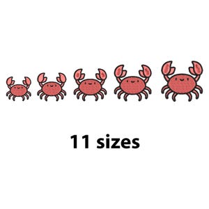 Mini Crab Embroidery Design, 11 Sizes, Crab Machine Embroidery Design File, Sea Animals Embroidery, bx file