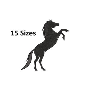 Horse Silhouette Machine Embroidery Design, 15 Sizes, Horse Embroidery, Rearing Horse Embroidery, Embroidery Kit Horse