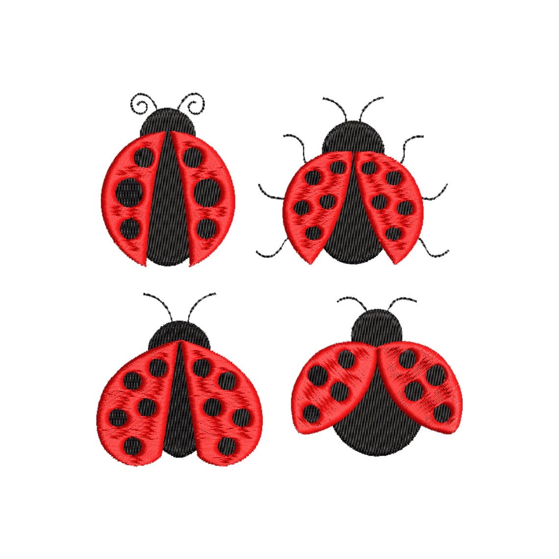 Extra Mini Ladybug Embroidery Design, 0.5 Inch to 1.9 Inch 8 Size ...