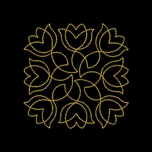 Flower Stipple Quilt Block Machine Embroidery Design, 30 Sizes, Flower Embroidery Design, Flower Quilt Block Pattern, Single & Tripple Run