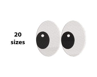 ミニから大きな目の機械刺繍デザイン、20サイズ、人形の目の刺繍デザインファイル、ペルーシーフェルトアイの刺繍デザイン、BXファイル