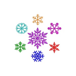 Single 7 Snowflake Machine Embroidery Design, Set of 7 and 8 Sizes, Mini Snowflake embroidery, Satin Sititch Snowflake,Christmas Snowflake