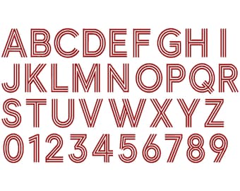 Trippelrandigt broderitypsnitt, 8 storlekar, A-Ö sorterat, satinsömsmaskinbroderialfabet, pinnbroderi, BX-fil inkluderad, BX-typsnitt