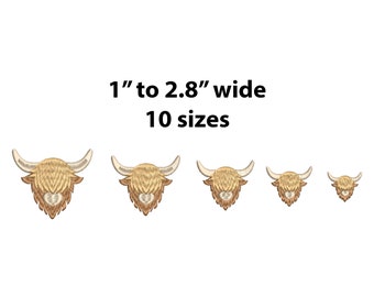 Mini Highland Cow Embroidery Design, 10 Sizes, Mini Highland Cow Machine Embroidery Design File, Little Cow Embroidery, Kid Embroidery