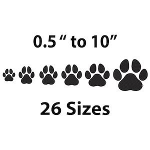 Mini Paw Embroidery Design, 26 Sizes, Dog Machine Embroidery Design, Paw Filled Stitch, Paw silhouette, Dog embroidery design, bx included
