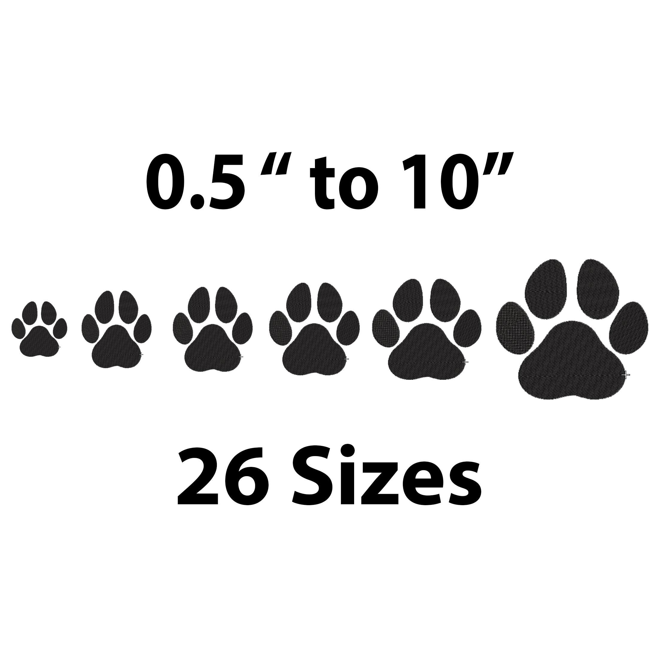 Mini Paw Embroidery Design, 26 Sizes, Dog Machine Embroidery Design, Paw Filled Stitch, Paw silhouette, Dog embroidery design, bx included