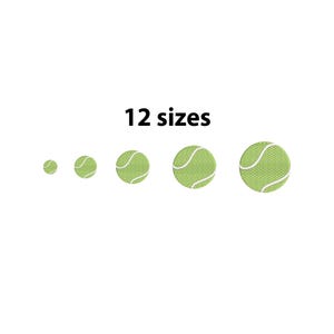 Maskinbroderidesign för minitennisboll, 12 storlekar, broderi av minitennisboll, tennisbroderi, sportbroderi, förpackning ingår, förpackningsfil