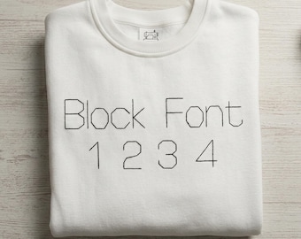 Mini Run Stitch Block Embroidery Font, 12 dimensioni, A-z e 0-9 ordinati, alfabeto per ricamo a macchina, font BX, file BX incluso