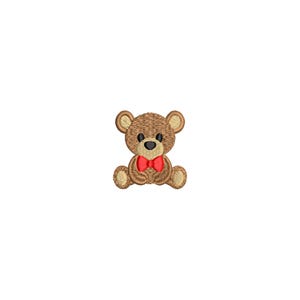 Mini Teddy Bear Embroidery Design, 10 Sizes, Mini Bear Machine Embroidery Design File, Bear with Bow Embroidery File, Baby Embroidey