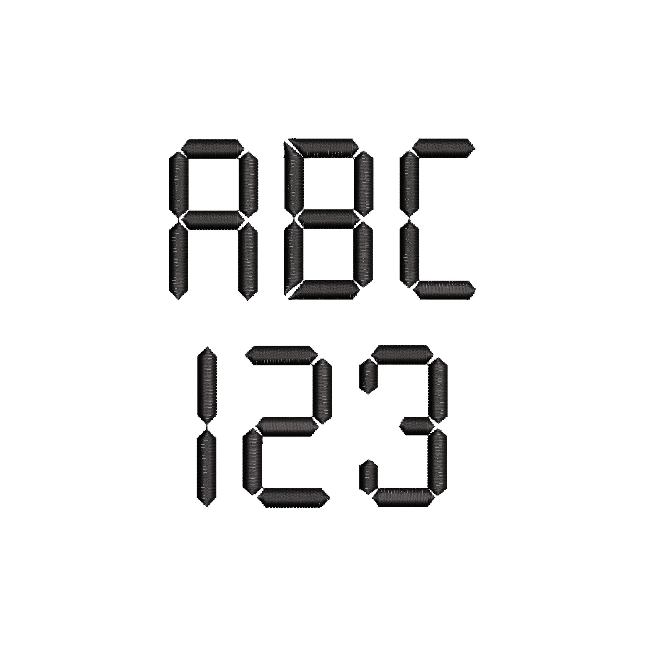 Digital Clock Embroidery Font, 7 Sizes, A-Z & 0-9 sorted, Machine Embroidery Alphabet, Embroidery Script Font, BX Included, BX font