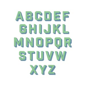 Block Shadow Embroidery Font, 7 Sizes, A-Z sorted, Fill Stitch Monogram Machine Embroidery Alphabet, Script Font, BX File Included, BX font