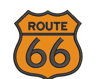 Route 66 Applique Embroidery Design, 14 sizes, Route 66 Patch Machine Embroidery Design, Route 66 In The Hoop, Route 66 Embroidery, Bx File