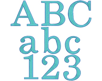Fill Stitch Block and Bean Outline Embroidery Alphabet, 6 Sizes, Bean Stitch Outline Machine Embroidery Alphabet, BX File Included, BX Font