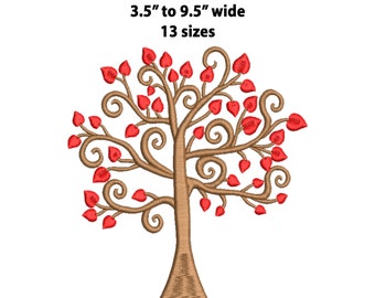 Heart Tree Embroidery Designs, 13 Sizes, Heart Leaf Tree Machine Embroidery Design, Mini Hearts, Love Embroidery Pattern, Heart Valentine