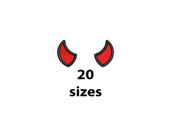 Devil Horns Embroidery Design, 20 Sizes, Red Horn Machine Embroidery Design, Halloween Embroidery, Devil Embroidery, Bx File Included