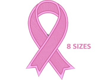 Cancer Awareness Ribbon Machine Embroidery Design, 8 Sizes, Breast Cancer Embroidery Design, Mini Fill Sitich Ribbon Embroidery, bx file