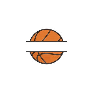 May include: A basketball design, split horizontally with a space for text. The basketball is orange with black lines, and the design is set against a white background. Ideal for sports-themed products.