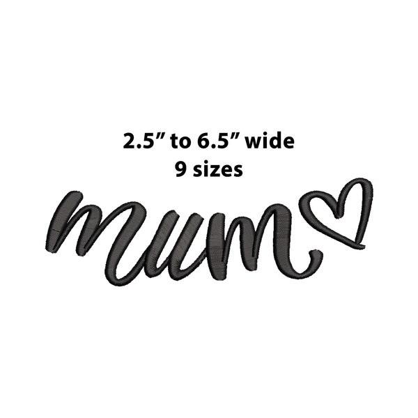 Curved Mum Embroidery Design, 9 Sizes, Curved Mum Collar Machine Embroidery Design, Mum Satin Stitch, Mother's Day Embroidery,