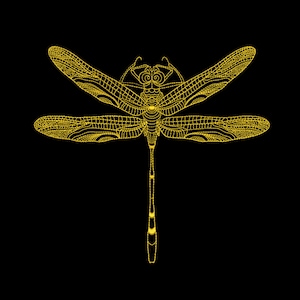 Golden Dragonfly Embroidery Design, 13 Sizes, Run Stitch Dragonfly Machine Embroidery Design File, insect embroidery, Line Art embroidery
