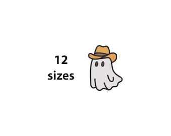 Mini disegno da ricamo Ghost Cowboy, 12 misure, disegno da ricamo a macchina Ghost, ricamo Ghost Halloween, ricamo Halloween, file BX