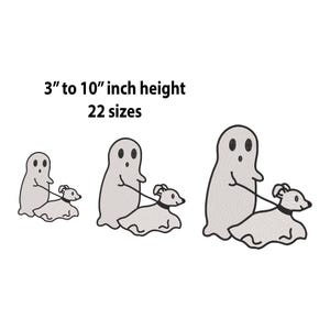 Ghost with Ghost Dog Embroidery Design, 22 sizes, Ghost with Dog Machine Embroidery Design, Halloween Dog Embroidery File, Halloween Ghost