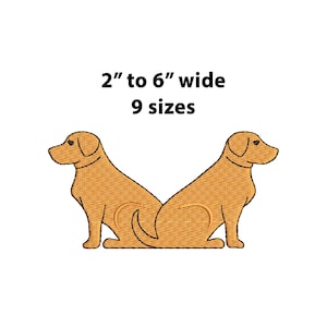 Desenho de bordado de cachorro duplo, 9 tamanhos preenchidos, desenho de bordado de cachorro duplo à máquina, preenchimento de mini labrador, bordado de mini cachorro preenchido