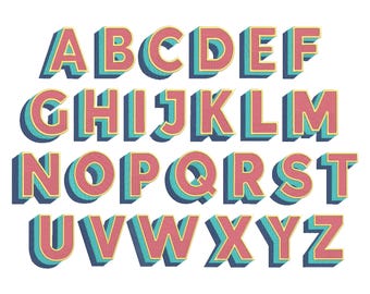 Double Shadow Embroidery Font, 6 Sizes, A-Z sorted, Fill Stitch Monogram Machine Embroidery Alphabet, Script Font, BX File Included, BX font