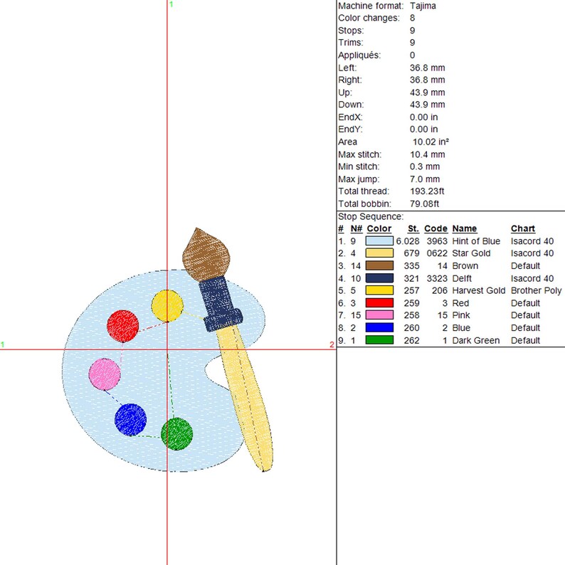 Color Design Embroidery Color Palette Embroidery Design, 18 Sizes, Mini to Large Palette ...
