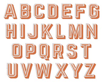 Retro Block Shadow Embroidery Font, 8 Sizes, Fill Stitch Monogram Machine Embroidery Alphabet, Script Font, BX File Included, BX font
