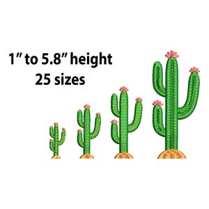Mini to Large Cactus Embroidery Design, 25 Sizes, Cactus Machine Embroidery File, Mexico Embroidery, Cacti Embroidery, Western Embroidery