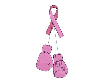 Fita de conscientização sobre o câncer com design de bordado de luvas de boxe, 10 tamanhos, designs de bordado de conscientização sobre o câncer de mama, fita de preenchimento Mini Sitich