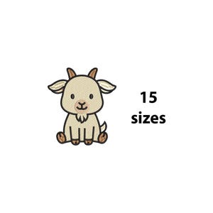 Goat Embroidery Design, 15 sizes, Mini Goat Farm Animal Machine Embroidery Design File, Animal Embroidery, Bx File Included