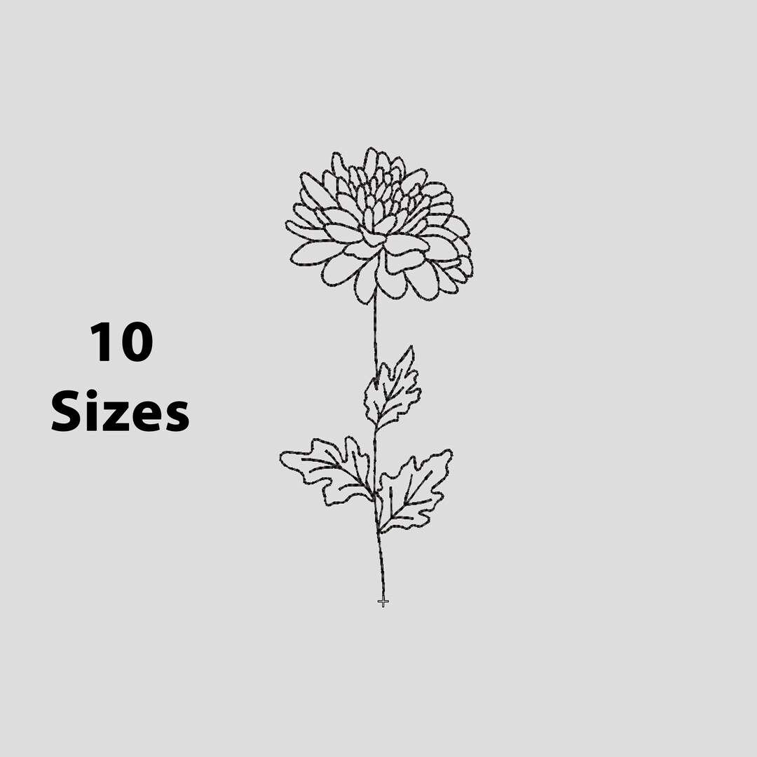 Chrysanthemum Machine Embroidery Design, 10 Sizes ,november Birth