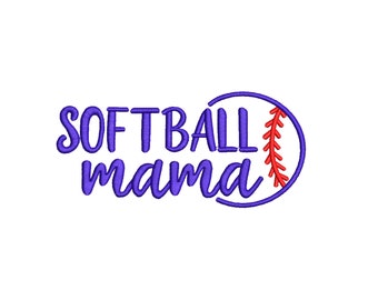 Softball Mama Embroidery Design, 7 Sizes, Softball Mama Machine Embroidery Design, Mama Satin Stitch, Mother's Day, Baseball Embroidery