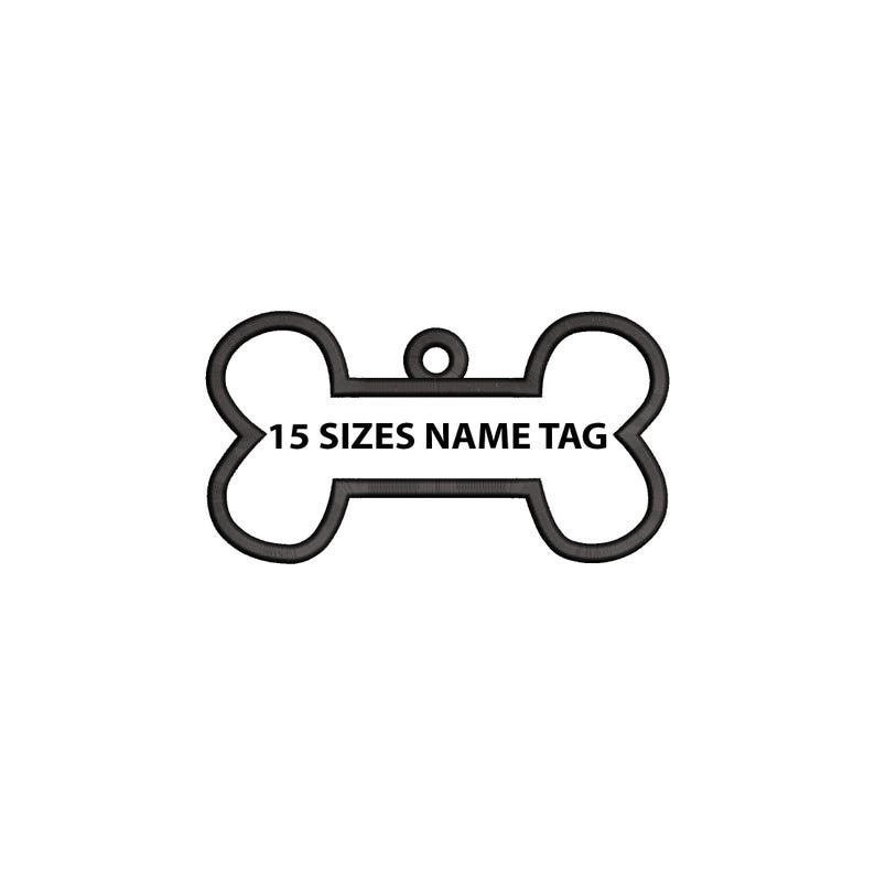 Dog Name Tag Applique Design, 15 Sizes, Bone Applique Machine ...