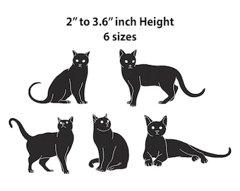 Indiviual 5 Mini Cat Embroidery Design, 6 Sizes, Cat Silhouette Machine Embroidery Design, Cat Lover Embroidery, Cat Mom Embroidery