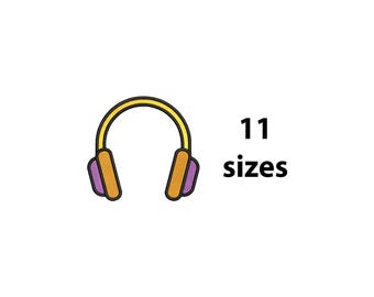 Mini Headset Embroidery Design, 11 Sizes, Earphones Machine Embroidery Design, Music Embroidery, School Embroidery, BX File Included