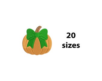 Broderidesign för pumpa med rosett, 15 storlekar, maskinbroderidesignfil för höst, broderi för pumpa med Thanksgiving, förpackad fil ingår