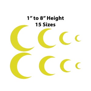 Mini to Large Moon Embroidery Design, 15 Sizes, Mini Moon Machine Embroidery Design, Moon Fill Stitch, Moon Silhouette, Baby Embroidery