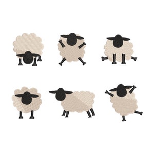 6 Individual Mini Sheep Embroidery Design, 10 sizez, Little Lamb Farm Animal Machine Embroidery Design File, Cowgirl Sweatshirt Embroidery