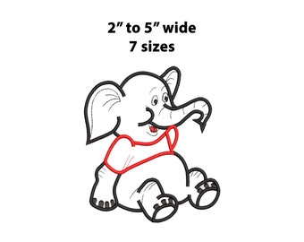 Baby Elephant Embroidery Design, 7 Sizes, Baby Elephant Outline Machine Embroidery Design File, Mini Cute Elephant, Baby Embroidery