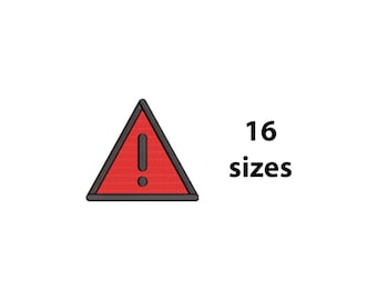 Mini Caution Embroidery Design, 16 Sizes, Caution Sign Machine Embroidery File, Attention Embroidery, Warning Embroidery, BX File Included