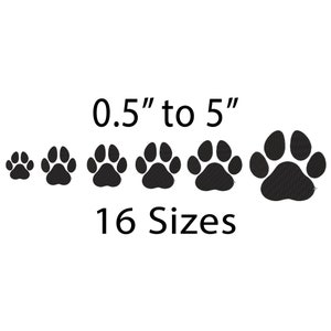 Mini Paw Embroidery Design, 16 Sizes, Paw Dog Machine Embroidery Design, Paw Filled Stitch, Paw silhouette, Dog embroidery design
