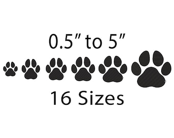 Mini Paw Embroidery Design, 16 Sizes, Paw Dog Machine Embroidery Design, Paw Filled Stitch, Paw silhouette, Dog embroidery design